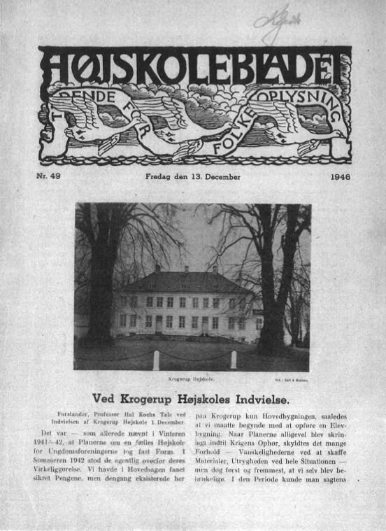 hoejskolebladet forside 1946